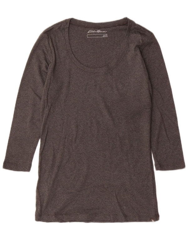 EDDIE BAUER Top para mujer manga 3/4 UK 12 Algodón gris medio