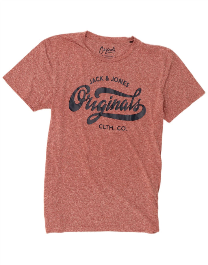 Jack & Jones - Camiseta gráfica para hombre, talla grande, poliéster moteado granate