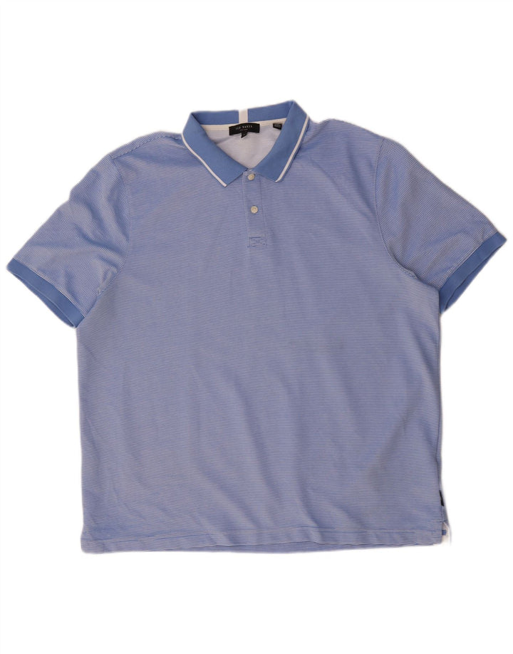 Ted Baker Polo para hombre Talla 6 2XL Poliéster a rayas azules