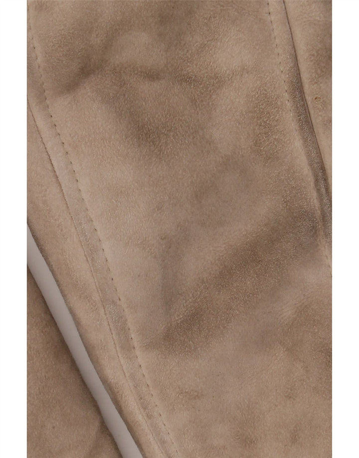 Vintage mujer shearling abrigo IT 46 cuero beige grande