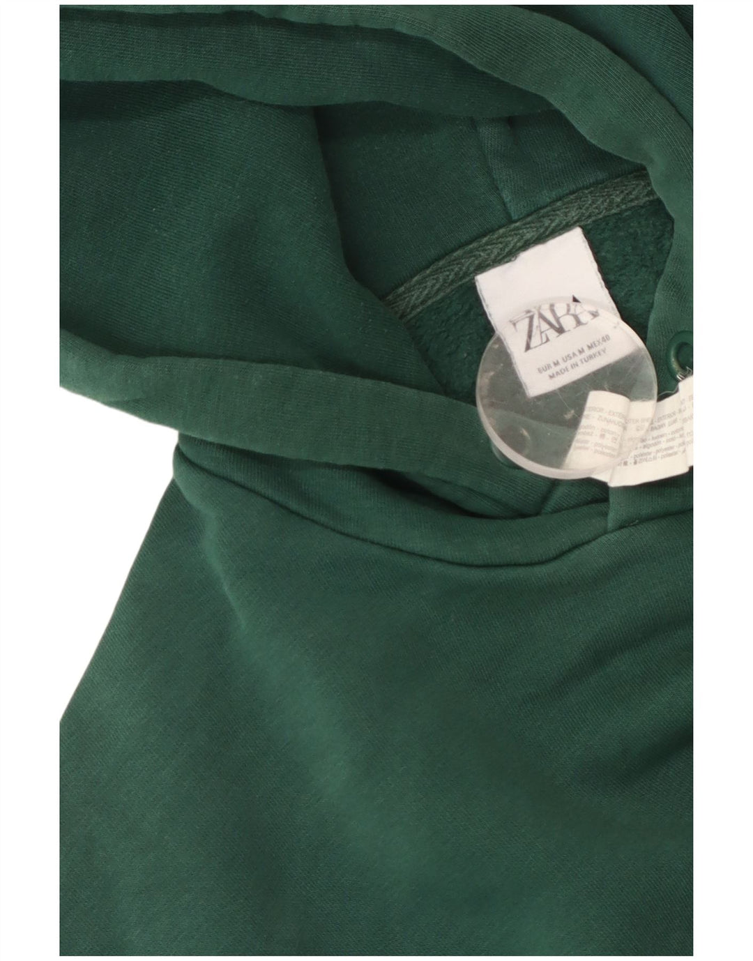 Zara Hombre Sudadera Con Capucha Jersey Algodón Verde Medio