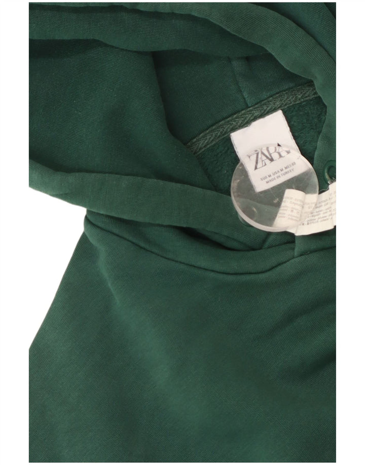 Zara Hombre Sudadera Con Capucha Jersey Algodón Verde Medio