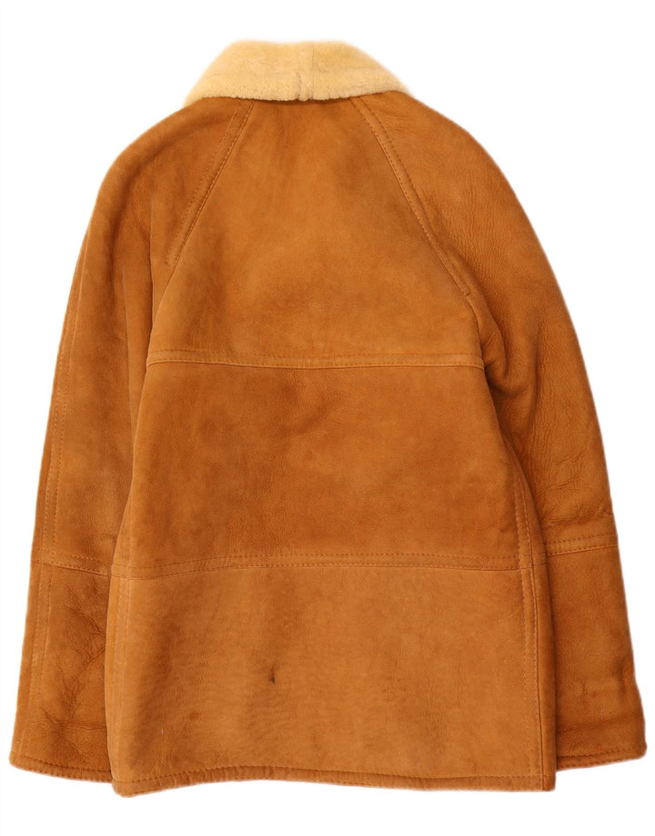 Vintage hombres shearling chaqueta Reino Unido 36 pequeño beige shearling