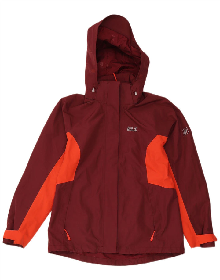 Jack Wolfskin Chaqueta impermeable para mujer UK 10/12 Medium Borgoña Colorblock