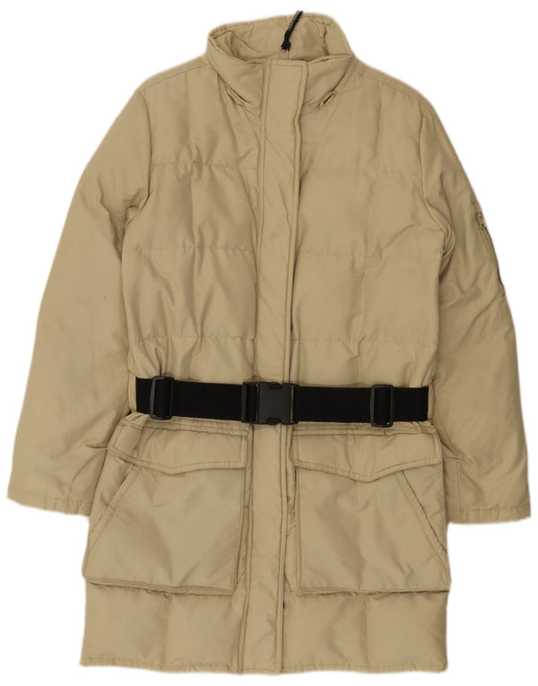 Woolrich Womens Oversized Padded Coat UK 10 Small Beige Nylon