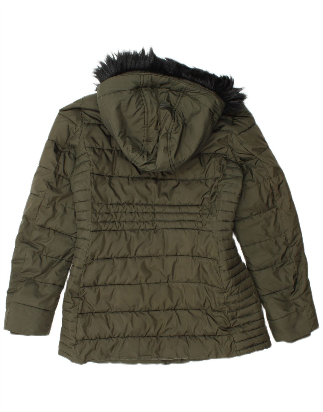 HOBBS Chaqueta acolchada con capucha para mujer UK 10 Small Caqui Poliéster