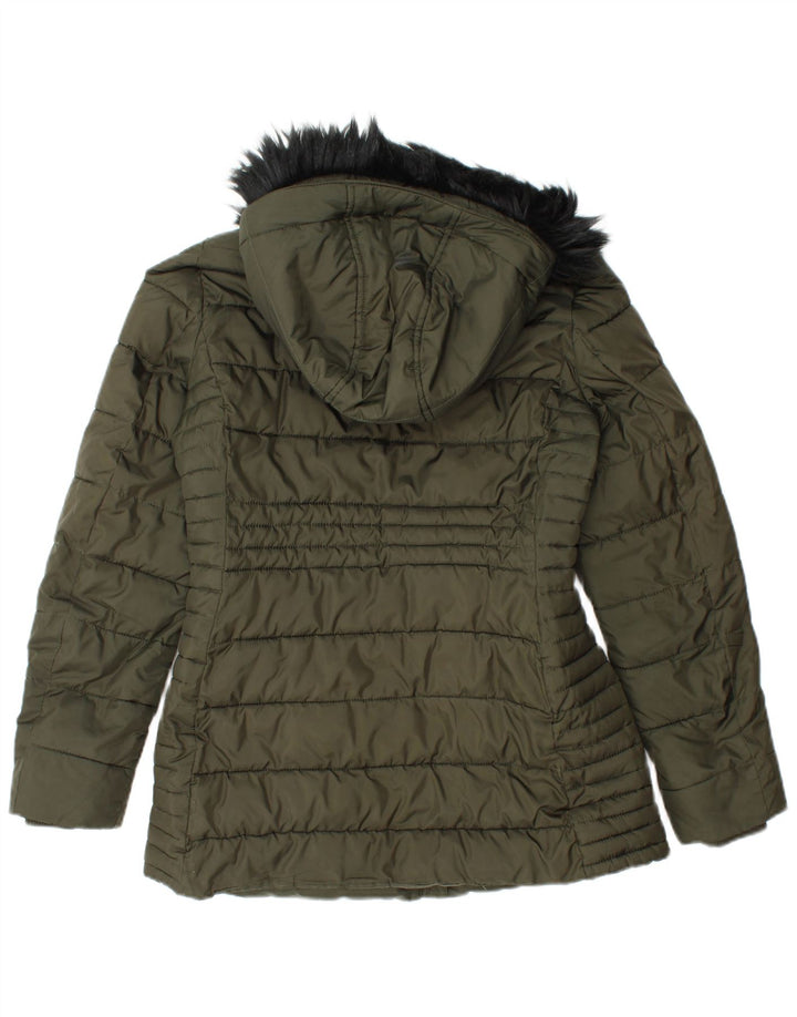 HOBBS Chaqueta acolchada con capucha para mujer UK 10 Small Caqui Poliéster