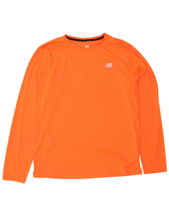 New Balance Hombres Top Manga Larga Grande Naranja Poliéster