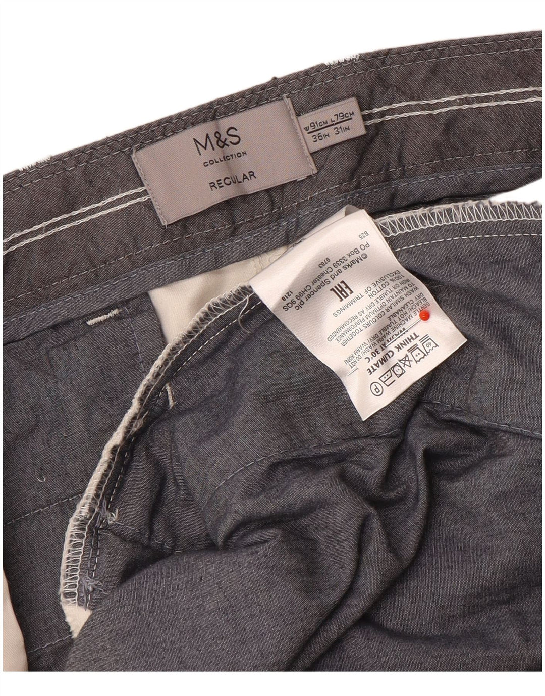 Marks & Spencer Pantalones chinos rectos regulares para hombre W36 L31 Blanco roto
