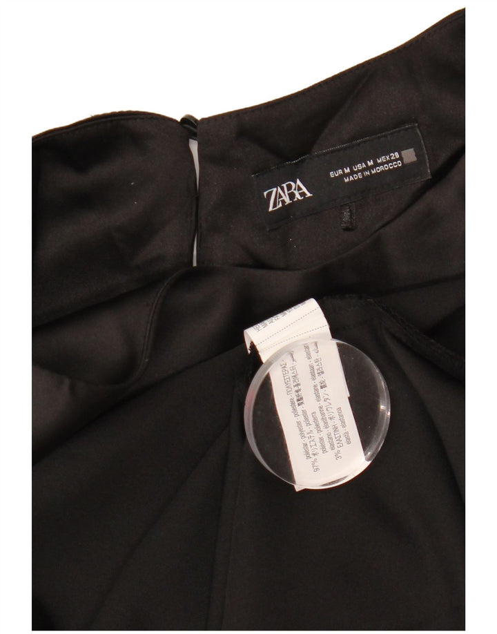 Zara Mujer Maxi Vestido UK 42 Mediano Negro Poliéster