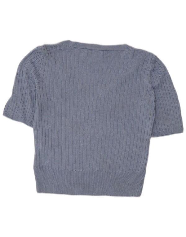 Marks & Spencer Blusa corta para mujer UK 42 Viscosa azul medio