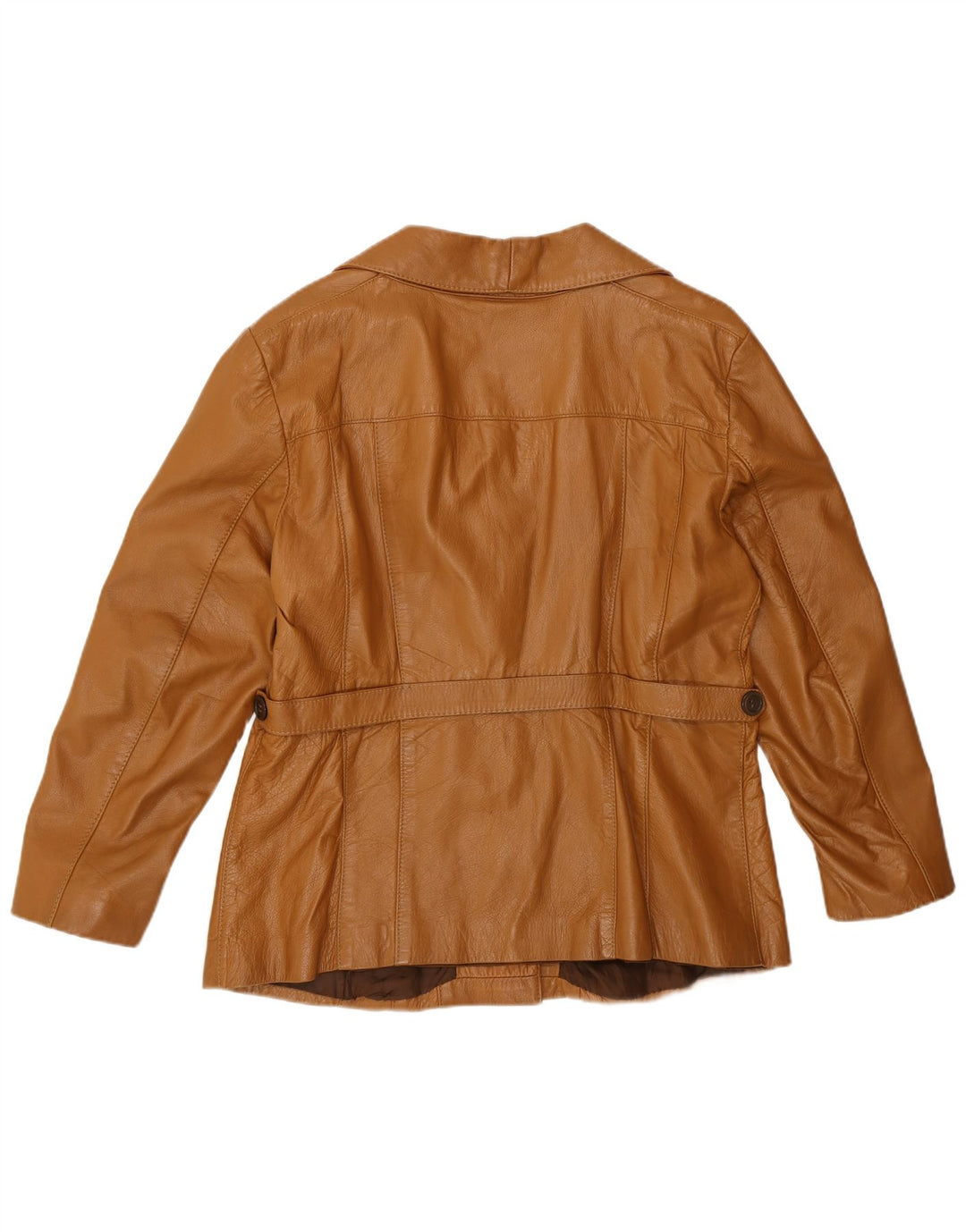 Vintage mujer chaqueta de cuero Reino Unido 12 marrón medio
