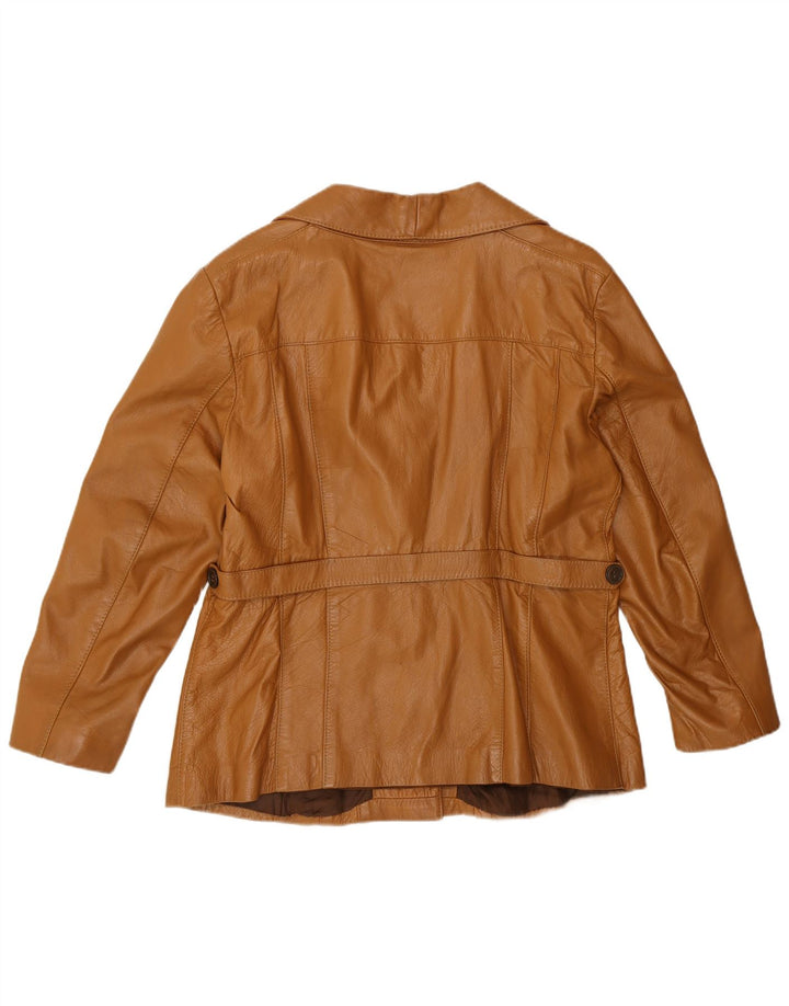 Vintage mujer chaqueta de cuero Reino Unido 12 marrón medio