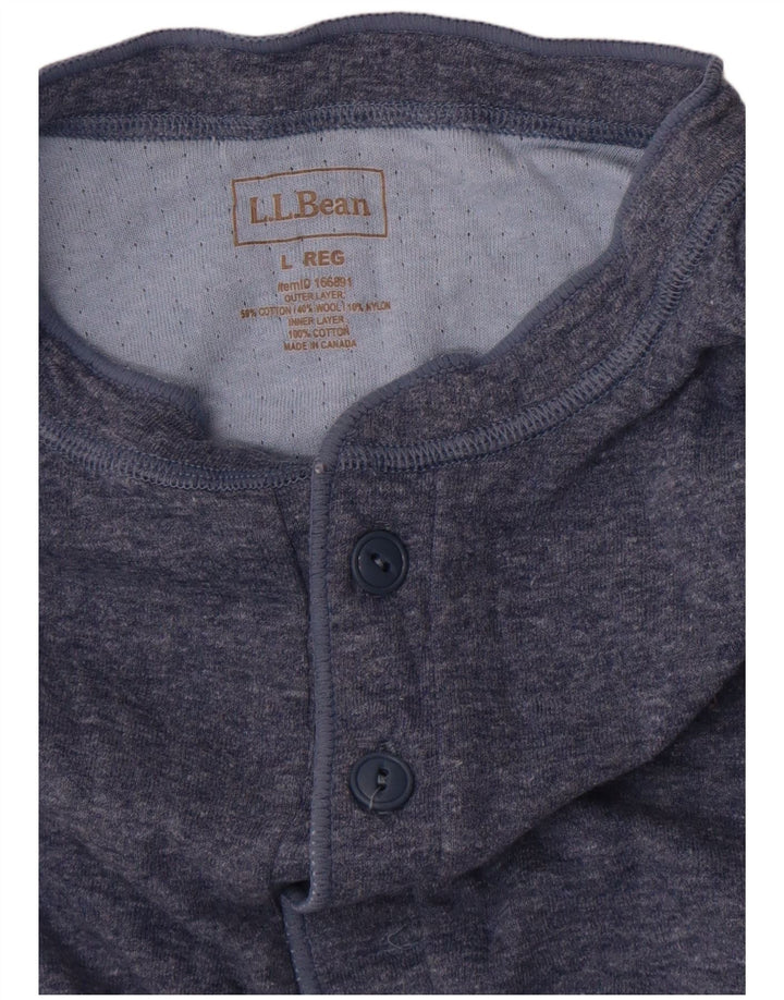 L.L.Bean Camiseta para hombre de manga larga de algodón azul grande