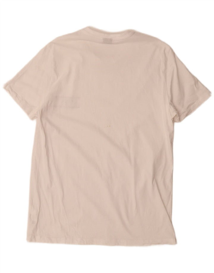 Hugo Boss Hombre Camiseta Gráfica Top Medio Algodón Blanco