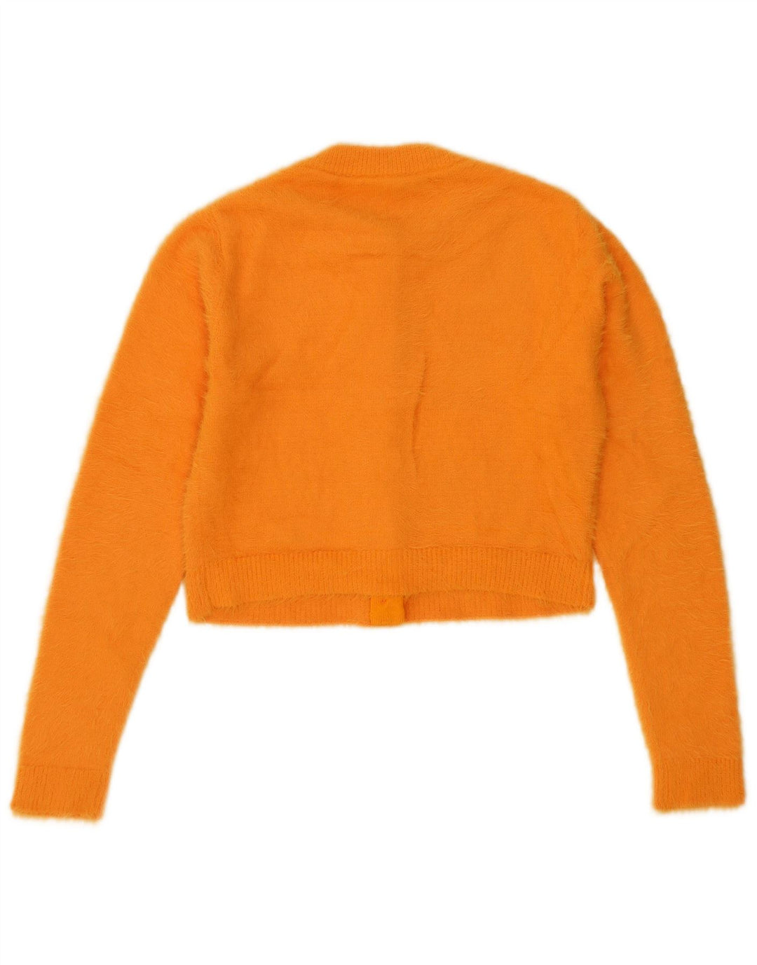 Zara Mujer Crop Cardigan Suéter UK 10 Small Naranja Nylon