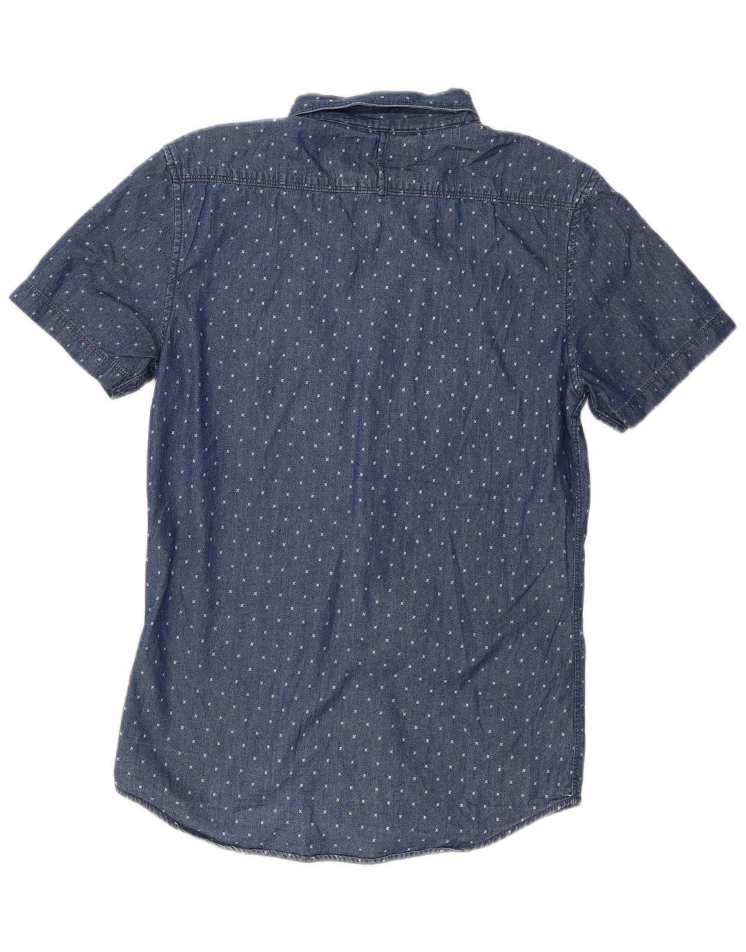 MOSSIMO Hombre Camisa Vaquera De Manga Corta XS Azul Moteado