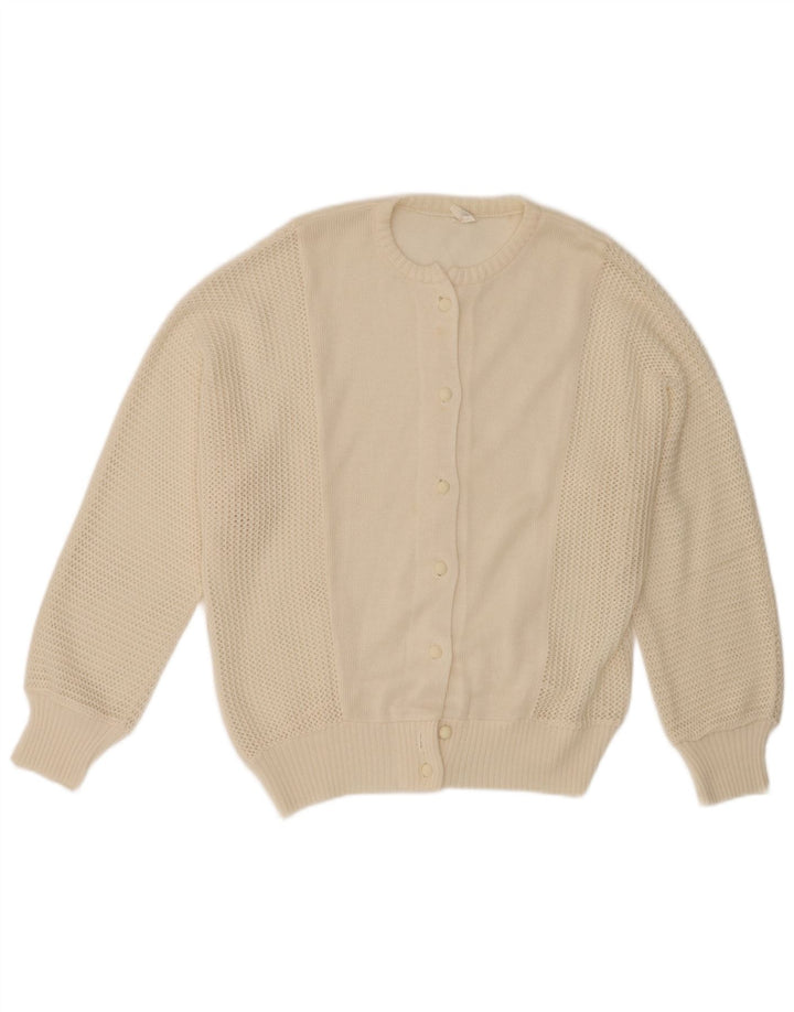 Vintage mujer Cardigan suéter IT 46 grande de poliacrílico blanco apagado