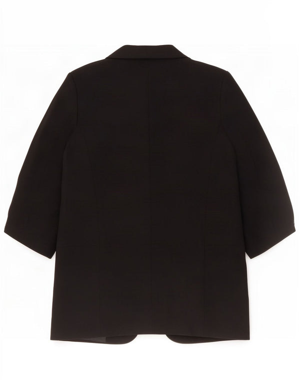 Zara Mujer Chaqueta Americana Abierta Manga 3/4 UK 10 Small Poliéster Negro