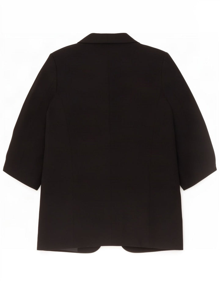 Zara Mujer Chaqueta Americana Abierta Manga 3/4 UK 10 Small Poliéster Negro