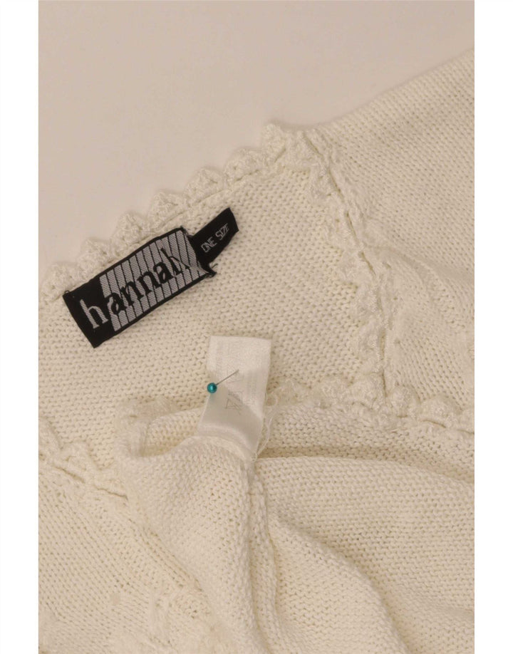 Hannah - Jersey con cuello en V para mujer, talla única, ramio blanco