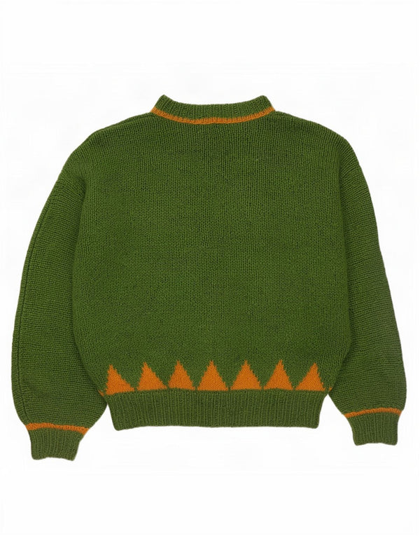 Vintage mujer tortuga cuello jumper suéter Reino Unido 14 grande verde geométrico
