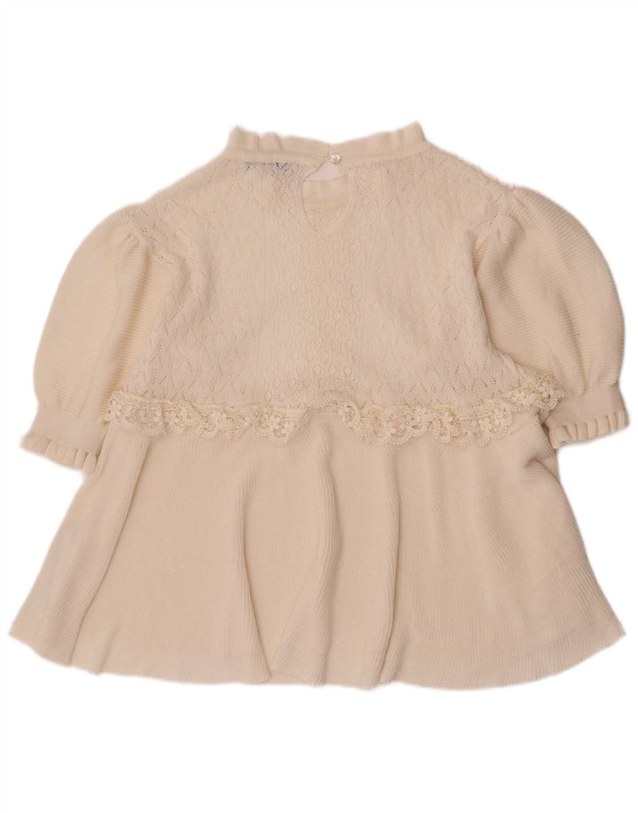 Zara Blusa de manga 3/4 para mujer Top UK 40 Medio Off White Floral Poliéster