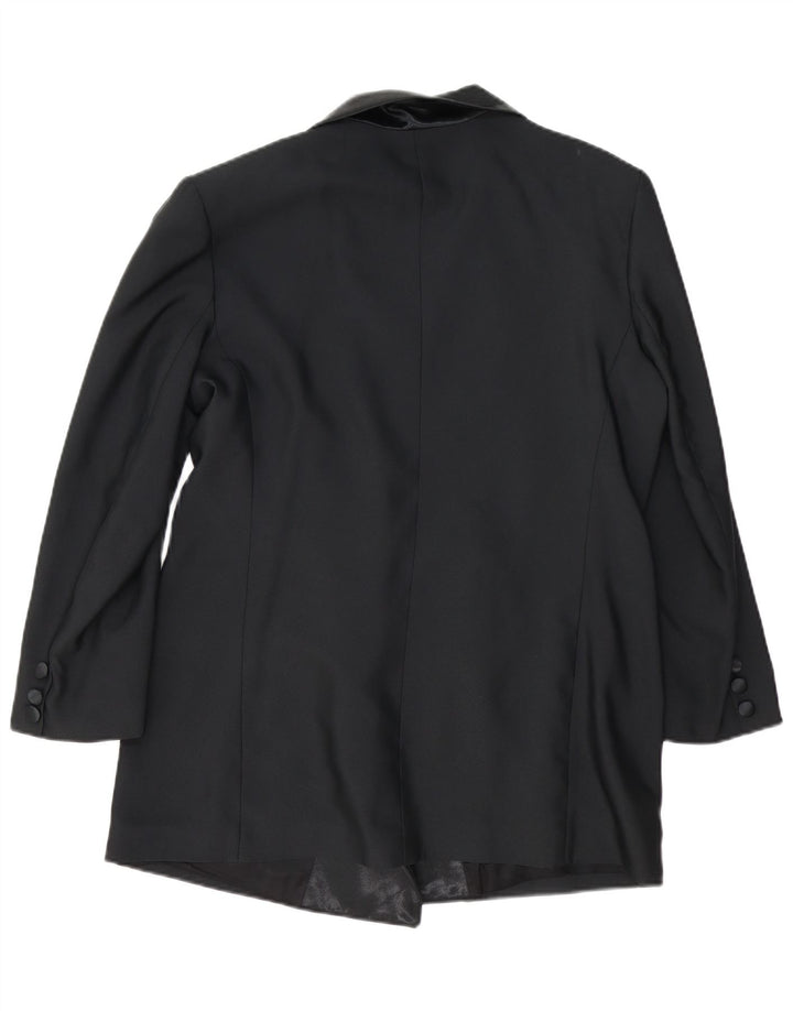 Vintage mujer doble pecho Blazer chaqueta Reino Unido 14 grande negro