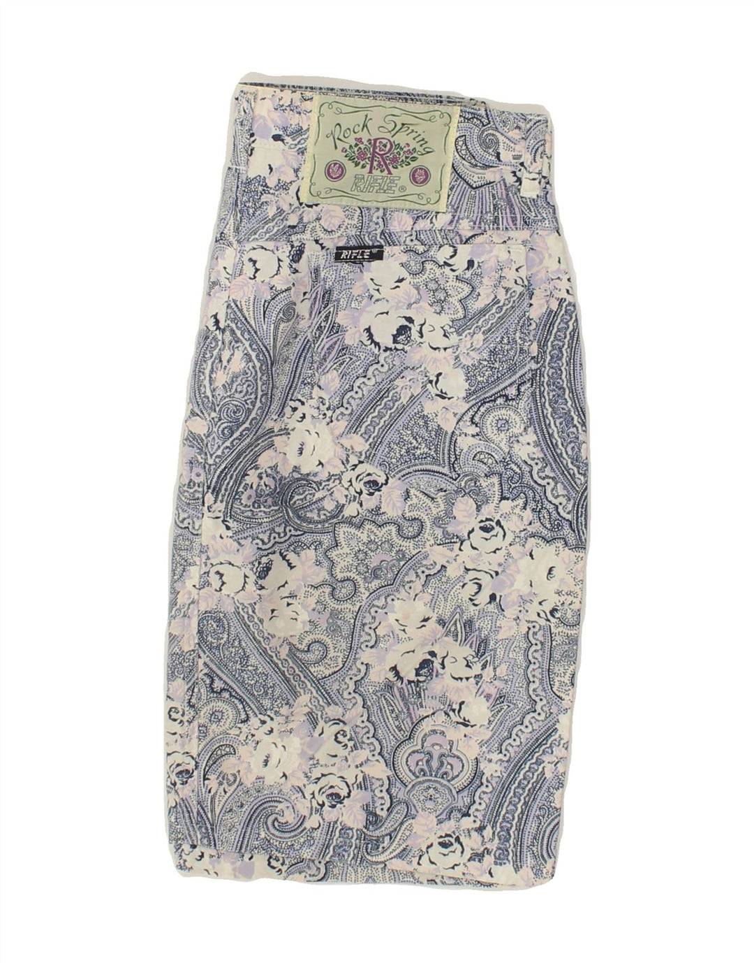 RIFLE Womens Mini Straight Skirt W30 Medium Grey Floral Cotton Vintage Rifle and Second-Hand Rifle from Messina Hembry 