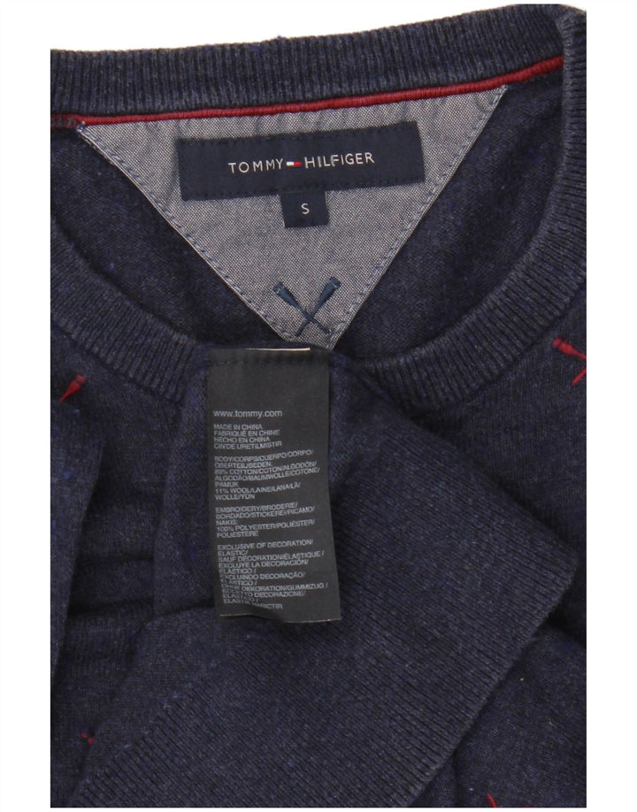 Tommy Hilfiger Suéter de cuello redondo para hombre pequeño Poliéster azul marino