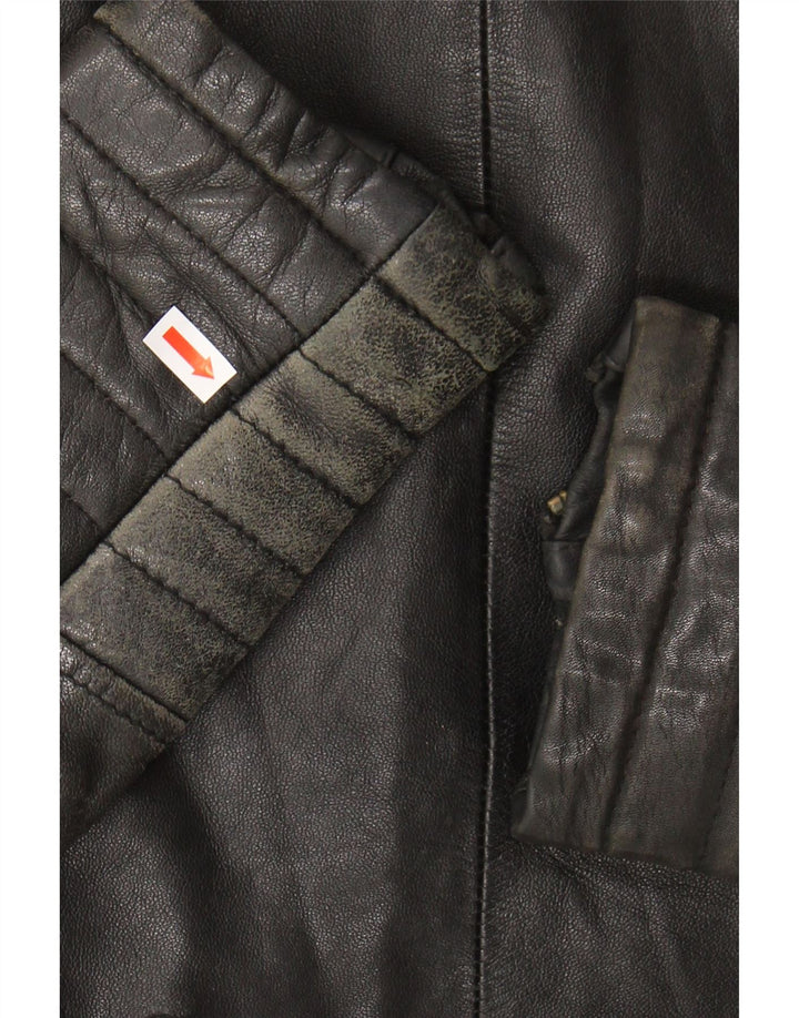 ZARA Womens Leather Biker Jacket UK 12 Medium Black Leather