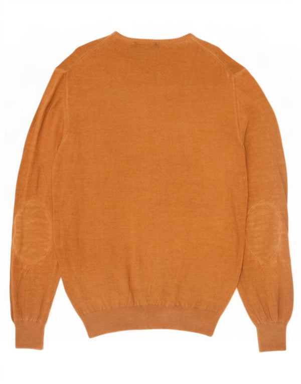 Conte of Florence Mens Crew Neck Jumper Sweater 2XL Beige Cotton