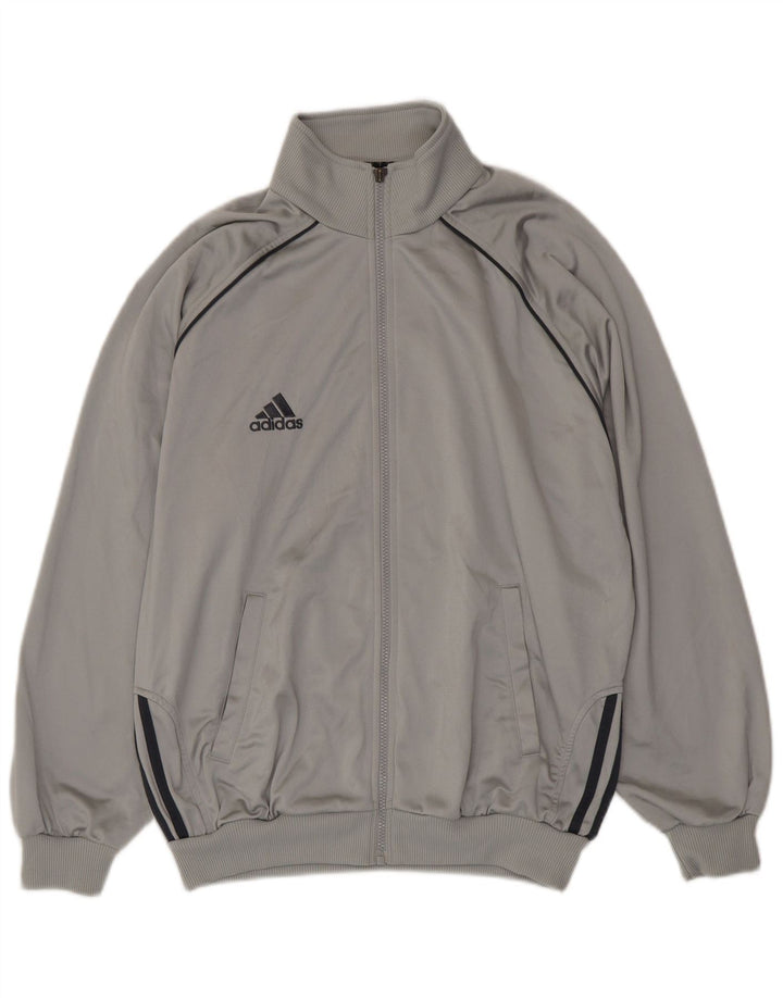 Adidas Chaqueta de chándal holgada para hombre UK 40/42 Poliéster gris medio