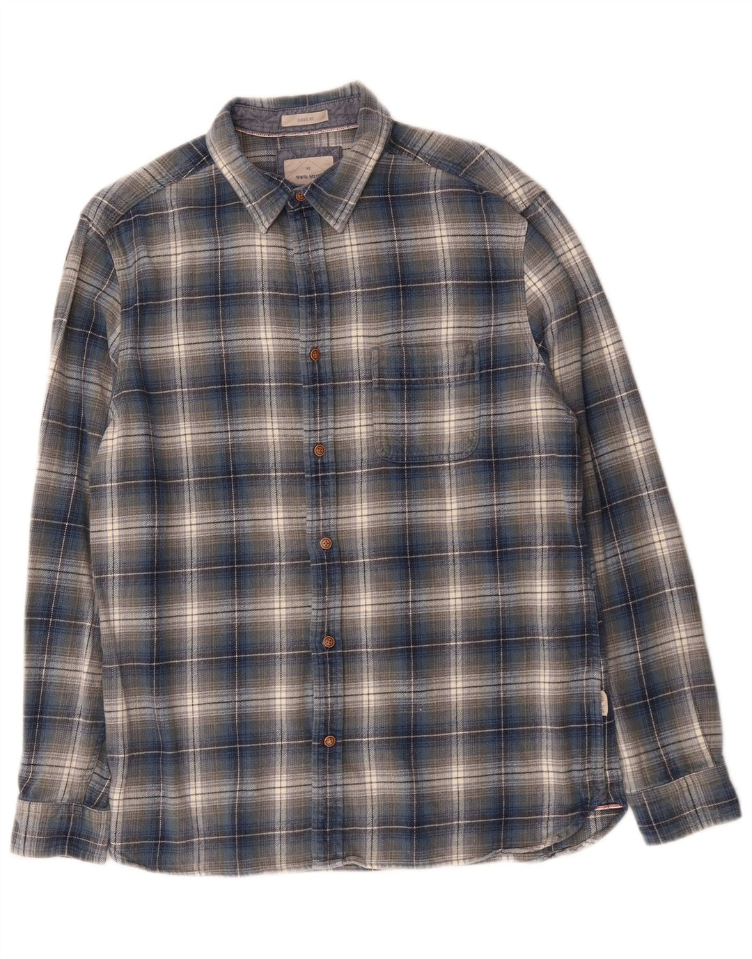 Camisa de franela de corte clásico para hombre de White Stuff de algodón a cuadros en azul medio
