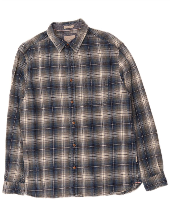 Camisa de franela de corte clásico para hombre de White Stuff de algodón a cuadros en azul medio
