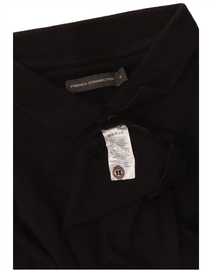 French Connection Polo de manga larga para hombre de algodón negro mediano
