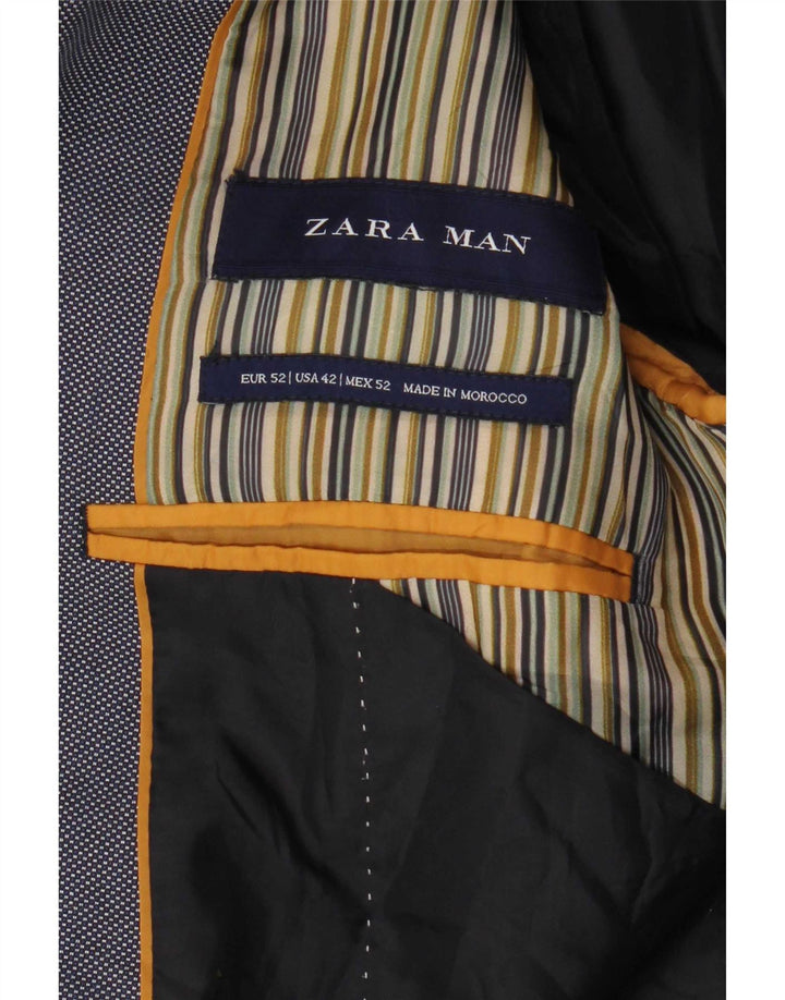 Zara Chaqueta tipo blazer con 1 botón para hombre EU 52 Poliéster azul grande