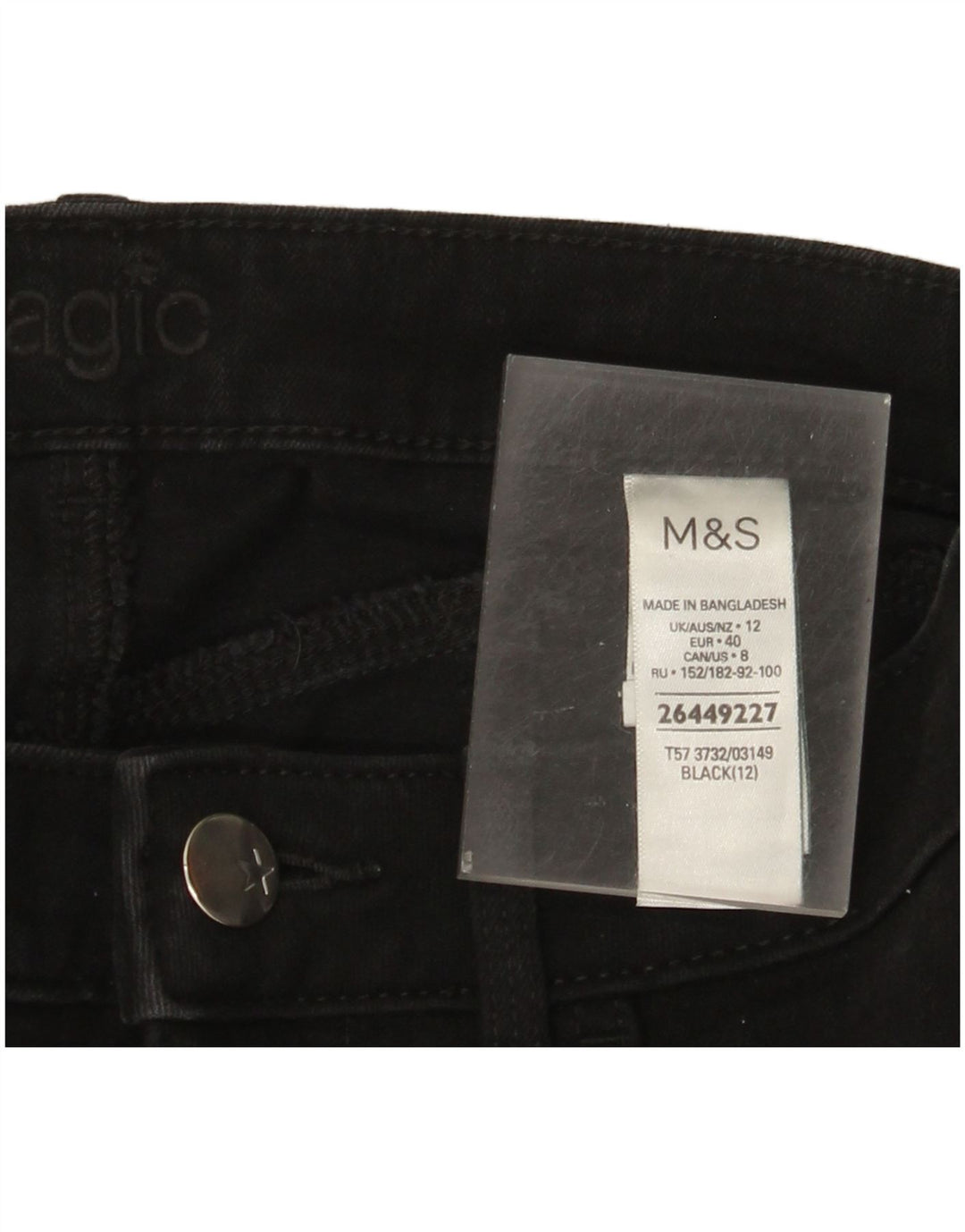 Marks & Spencer Bermudas vaqueras para mujer UK 12 Medium W30 Algodón negro