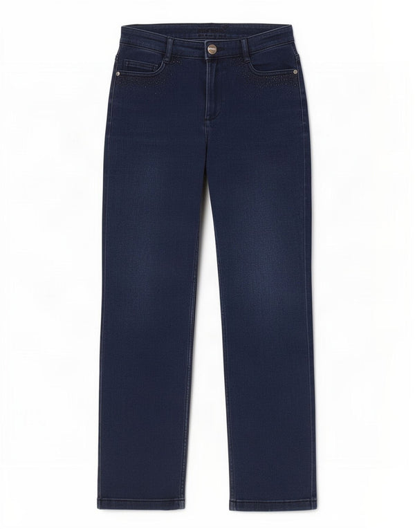 Marks & Spencer Vaqueros rectos para mujer UK 10 Small W28 L27 Azul marino Algodón