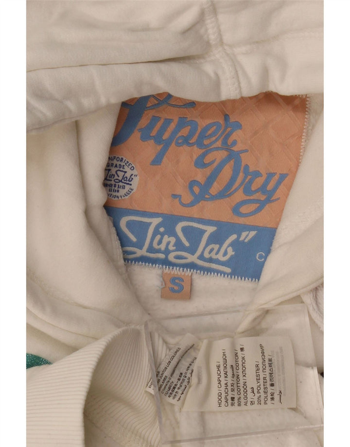 SUPERDRY Jersey con capucha gráfica para mujer UK 10 Small White Cotton