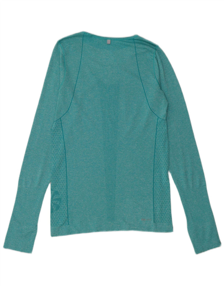 Nike Mujer Dri Fit Top Manga Larga UK 10 Pequeño Poliéster Moteado Verde