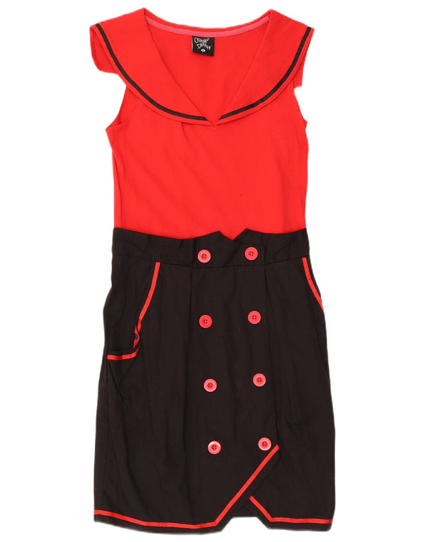 Criminal Damage Vestido tubo sin mangas para mujer UK 40 XL Bloque de color rojo