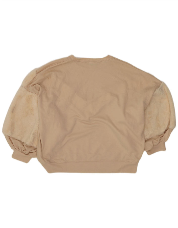 Zara Mujer Crop Sudadera De Gran Tamaño Jersey UK 10 Small Off White