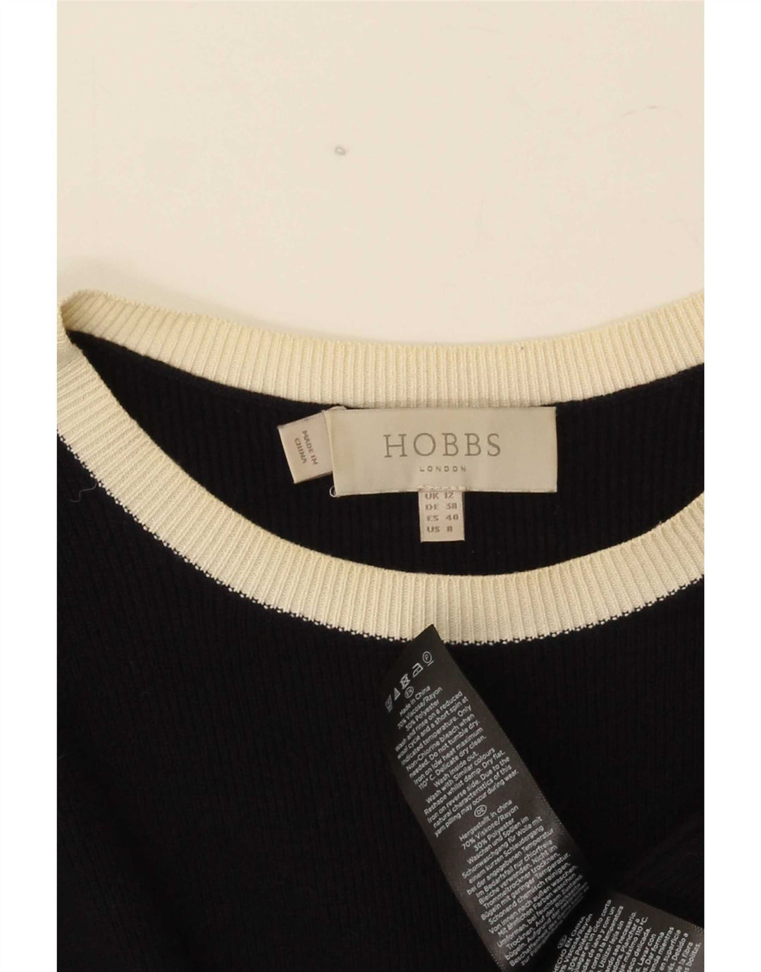 Hobbs Vestido tipo jersey para mujer UK 12 Medium Azul marino Rayón