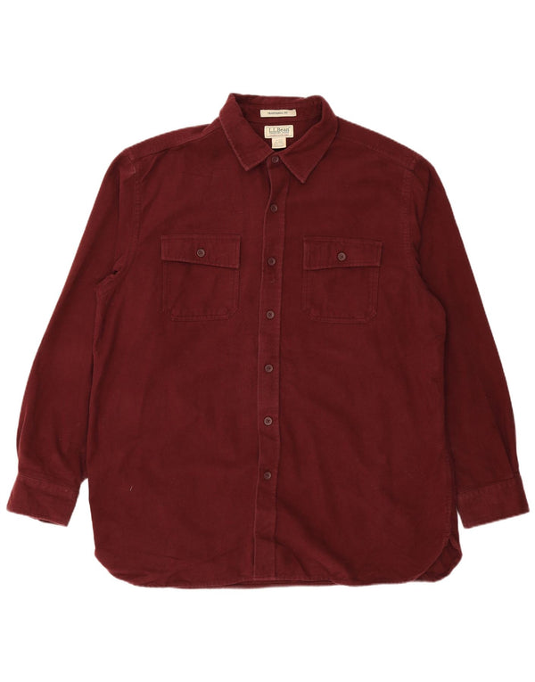 L.L.BEAN Camisa de franela de ajuste tradicional para hombre XL Algodón burdeos