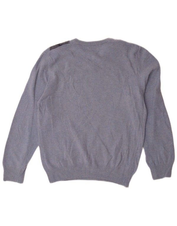 Matteo Volpi Jersey con cuello en V para mujer UK 40 Azul medio Argyle/Diamante