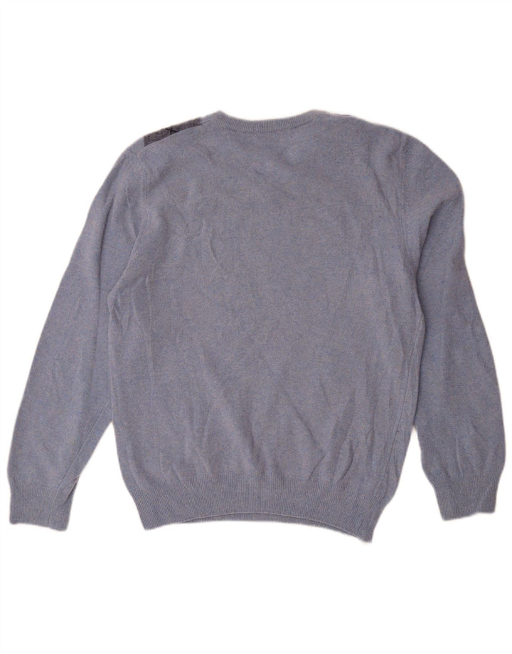 Matteo Volpi Jersey con cuello en V para mujer UK 40 Azul medio Argyle/Diamante