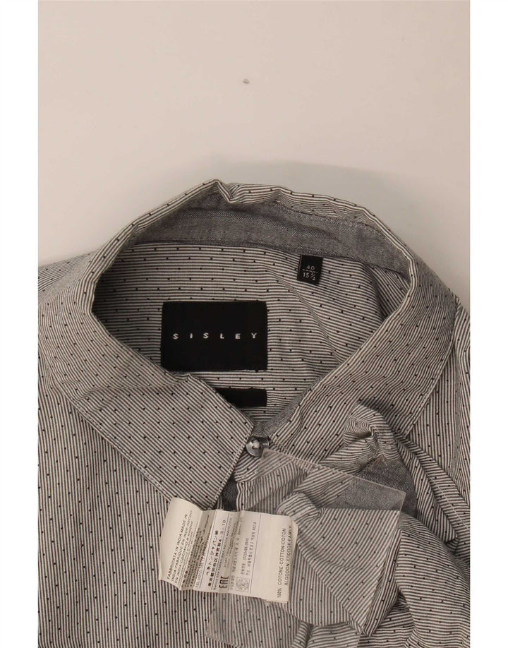 Camisa para hombre Sisley Talla 40 15 3/4 Algodón a rayas gris medio