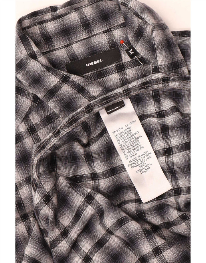 Camisa Diesel Hombre Mediana De Algodón A Cuadros Negro