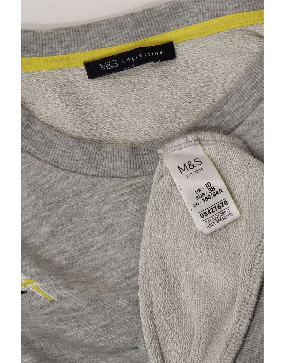 Marks & Spencer - Sudadera gráfica para mujer (talla 40), poliéster gris pequeño